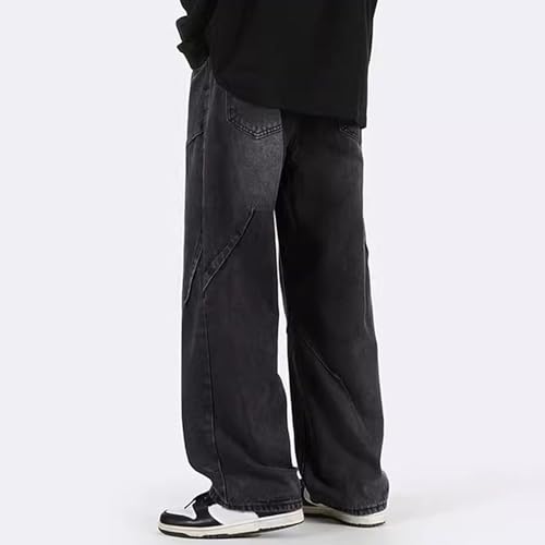 DGHM-JLMY Men's Baggy Hip Hop Jeans Irregular Sutures Wide Leg Denim Pants Casual Loose Fit Long Trousers Streetwear3