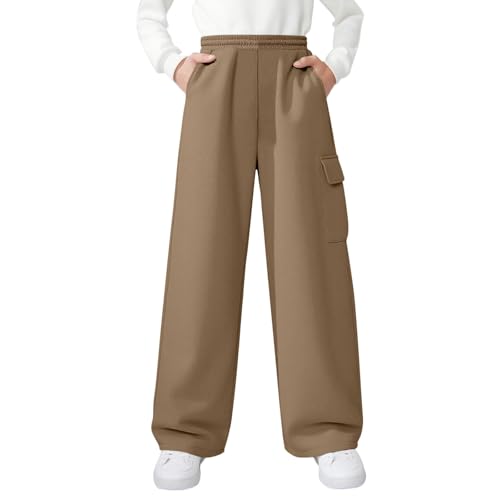 Wide Leg Pants Kids Cargo Sweatpant Boys Girls Baggy Pants Fleece Joggers Elastic Waist Pant Casual Workout Trouser2