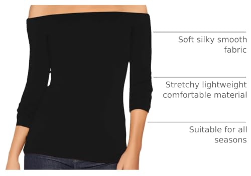 Image of Sarin Mathews Women's Sexy Off The Shoulder Tops Long Sleeve Slim Fit Stretchy Shirts Blouses Top
