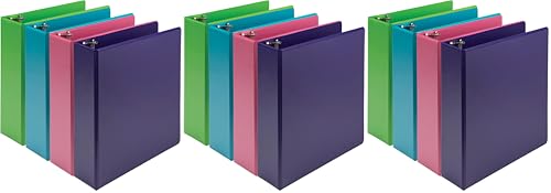 Image of Samsill Plant-Based 3 Inch Durable Round Ring, View Binder, Eco-Friendly, USDA Certified Biobased, Fashion Assortment, 4 Count (Pack of 3)