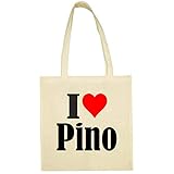Reifen-Markt Tasche I Love Pino Größe 38x42 Farbe Natur Druck Schwarz