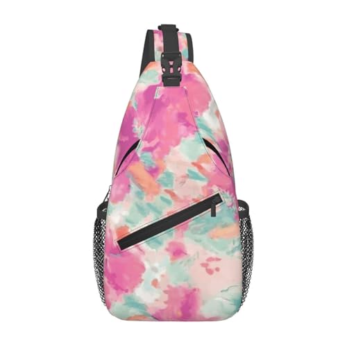 Flower Pattern Crossbody Bag Lightweight Sling Backpack Shoulder Bag for Travel Hiking Chest Pack for Men Women