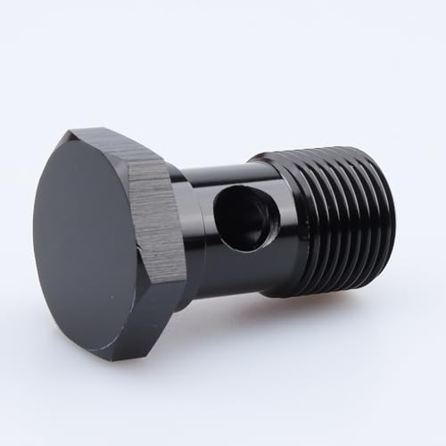 Image of Aluminum Single Eye Banjo Bolt M18 x 1.5 Thread Length 33.2MM Fuel Oil Pump Bolt with M18 Washers for banjo fitting, Black