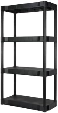 13.88"D X 30"W X 56.2"H 4 Shelf Plastic Garage Shelves, Black