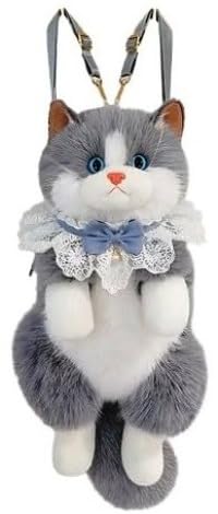 bosig Cute Cat Plush Backpack, Soft Faux Fur Kitty Sling Bag For Girls & Women Kawaii Soft Fur Kitty Crossbody Bag with Lace Collar Bow Ideal Gift for pet lover Girls & Women-picture-42