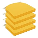 Wellsin Outdoor Chair Cushions for Patio Furniture - Patio Chair Cushions Set of 4 - Water Resistant Round Corner Outdoor Seat Cushions 17'X16'X2', Yellow