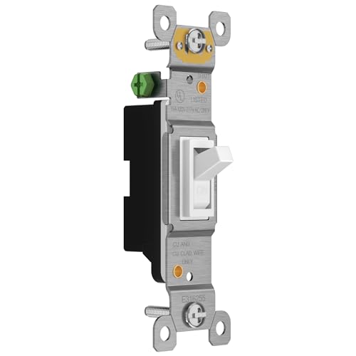 ENERLITES Toggle Light Switch, Single Pole, 15A 120-277V, Grounding Screw, Residential Grade, UL Listed, 88115-W-10PCS, White (10 Pack), 10 Count by ENERLITES - Image 2