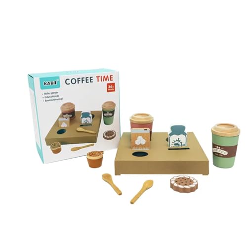 Image of Wooden Coffee Maker Kitchen Toy Playset | Interactive Espresso Machine for Kids | Pretend Play Barista Role-Playing Toy | Fun & Educational Kitchen Playset for Toddlers & Children