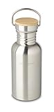 ECHTWERK Praktische Trinkflasche, Wasserflasche, Sportflasche, Isolierflasche, aus hochwertigem Edelstahl, mit Bambusdeckel, für Outdoor-Aktivitäten, Tragegriff, BPA-frei, auslaufsicher, 500 ml