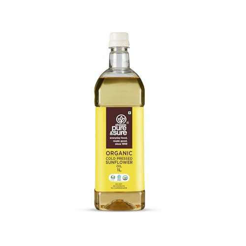 Image of Pure & Sure Organic Cold Pressed Sunflower Oil 1L | For Cooking | High In Antioxidants, Delicious & Healthy