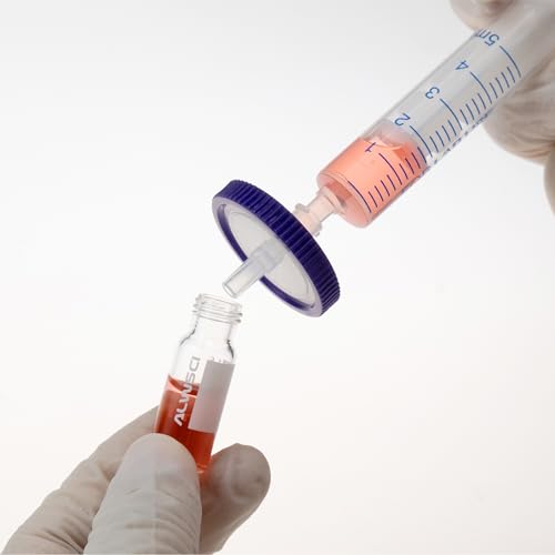 Image of Syringe Filters PVDF Hydrophilic Filtration 0.45um Micron Pore Size 25mm Membrane Diameter Lab PVDF Membrane Disc Non-Sterile by Labfil, Pack of 100