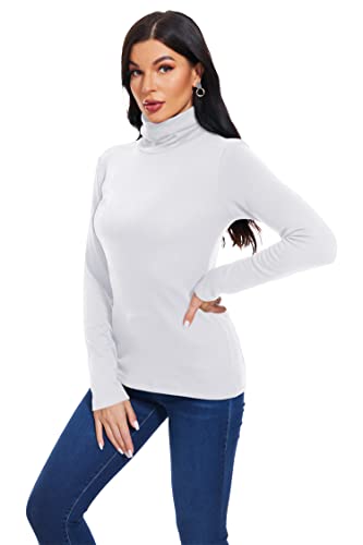 Image of TAIPOVE Cotton Fleece Lined Turtleneck Top for Women Long Sleeve Mock Turtle Neck Lightweight Sweater Thermal Underwear Shirt