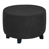 Housse De Pouf Extensible Ronde Housse De Pouf Rond Meigeh En Velours Extensible - Protection Et Décoration Pour Tabouret/Ottoman Protection Repose-pieds
