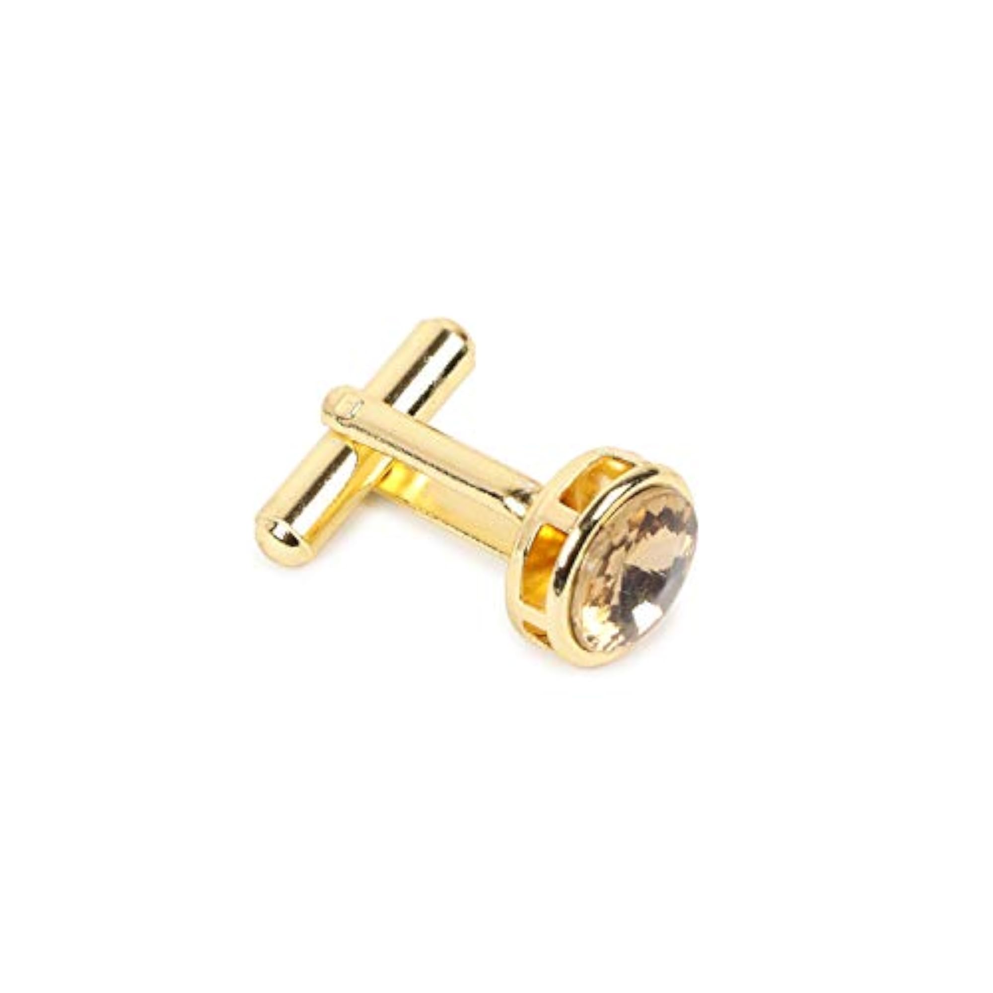 Champagne Gold Stone Studded Cufflinks for Men, Elegant Gift