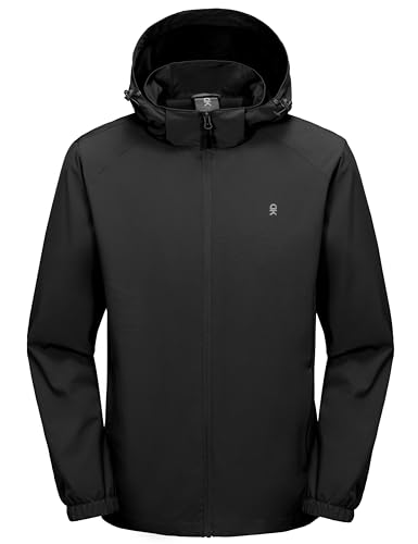 Image of Little Donkey Andy Men's Lightweight Windbreaker Jacket Removable Hooded Windproof Coat for Running Hiking Golf