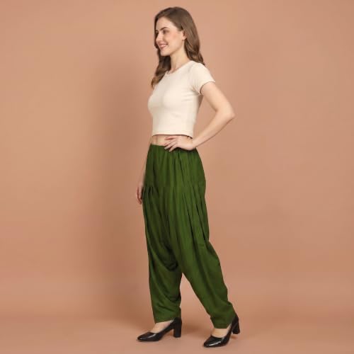Image of FASHION GALLERY Women's Rayon Relaxed Fit Patiala Salwar with Full Length Drawstring Closure Type and Flexible Waist | Patiala Pant for Woman Free Size Fit Upto XXL