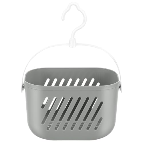 Angoily Hanging Shower Caddy Plastic Hanging Shower Caddy Basket Portable Kitchen Organizer Storage Basket with Hook for Home Grey