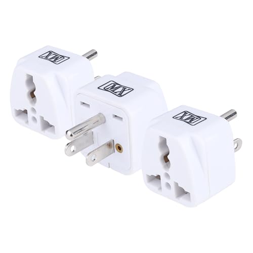 Image of MX India to USA Converter Plug India to Canada Travel Adapter for Mexico Brazil Philippines Cuba Thailand Taiwan Japan Panama Type B Universal Travel Adapter 3-Pack