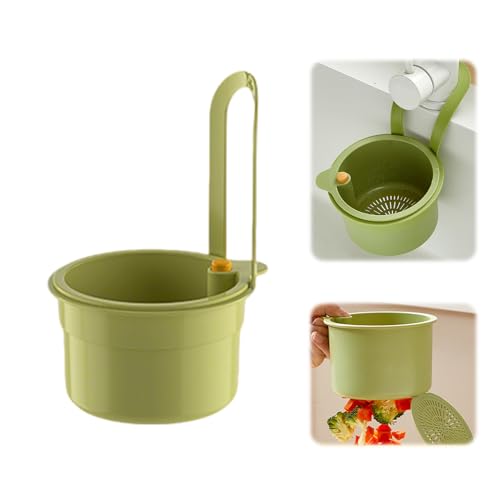 Abflusskorb, Multifunktionales Hängendes Verstellbar Spülbecken Sieb, Spülbecken Organizer Küchen, Spülbecken Filterkorb, Essensreste Auffangbehälter, Küchen Organizer für Küchenspülen (Grün)