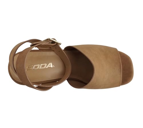 Image of Soda inchStella inch ~ Women Square Peep Toe Single Band Platform Espadrille Wedge Sandals with Adjustable Ankle Strap