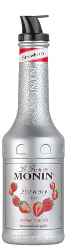 MONIN Strawberry Fruit Mix Puree 1L for Cocktails Smoothies and Mocktails. Vegan-Friendly Allergen-Free 100% Natural Flavours and Colourings. 2-in-1 Strawberry Puree and Sugar Syrup Hybrid