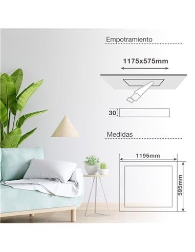 Pannello LED da incasso "Luena" (60W 6000K 4400lm) IP20 1195x295x30mm colore nichel
