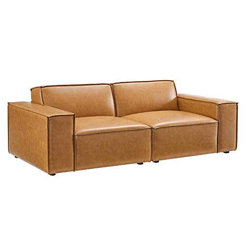 Modway Restore Vegan Leather Sectional Sofa Loveseat in Tan -  EEI-4707-TAN