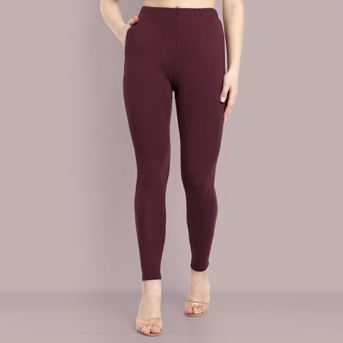 Image of ONE SKY Women Full Length Leggings | Cotton Modal Spandex Blend | High Waist Stretchable & Bio-Washed Fabric | Colour-Lock Technology | Comfortable Leggings for Women