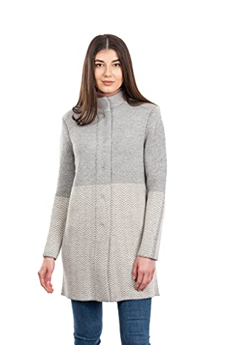 Image of SAOL Herringbone Wool Coat Cardigan for Women
