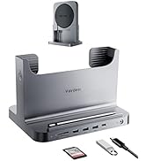 VAYDEER Mac mini スタンド 縦置き ドッキングステーション 8-in-1 Mac mini ハブ 電源アダプタ付き データ転送用のUSB3.0ポート/Type Cハブ TF/SD...