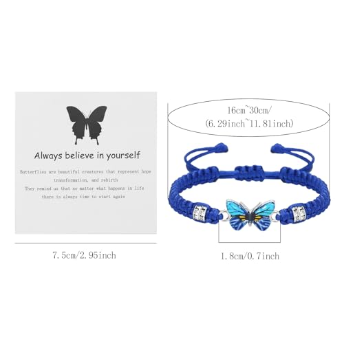 6 Pieces Always Believe in Yourself Butterfly Bracelet for Women Colorful Charm Adjustable Braided Rope Bracelets Friendship Jewelry for Friends Family Couple2