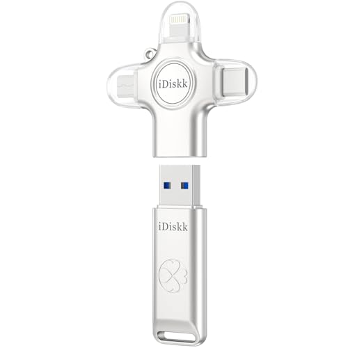 iDiskk 256GB Photo Stick,USB Flash Drive to Backup Photo/Video for iPhone, Android, Mac & PC, Memory Storage Multiport Connection to Easily Store & Transfer Files