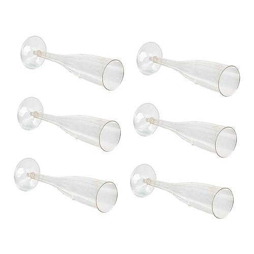 LEDMOMO 6個 使い捨てプラスチック脚付きシャンパングラス グリッターデザイン 素材製 パーティー用 フルートおしゃれ