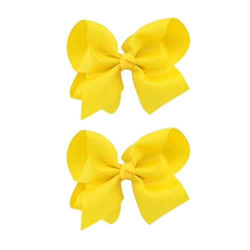 Cosmeria Lazos amarillos para el pelo para niñas, juego de 2 unidades, hechos a mano de grosgrain con clips de cocodrilo, perfectos para guardería e ideas de regalo