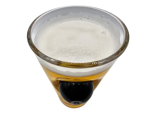 Solo Pro Pool Beer Glass Pint Glass with Embedded Mini 8 Ball Pool Ball Pool Gifts, Transparent, 10 cm x 16 cm - Image 2