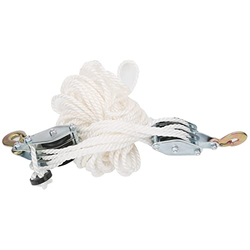 Heavy Du Block and Tackle - Sistema de polea de aparejos, carga de 4000 libras, acero galvanizado con cuerda de nailon resistente para elevación industrial y aplicaciones pesadas