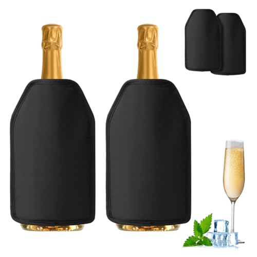 2 Pcs Rafraîchisseur à Vin：Refroidissement Longue Durée,Rafraîchisseur Bouteilles Vin,Manchon Refroidisseur de Vin Réutilisable,pour Bouteilles de Vin...