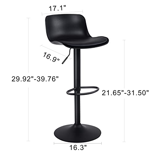 Kidol & Shellder Bar Stools Set Of 2 Black Barstools Bar Height Swivel Counter Stools Adjustable Bar Chairs Pu Padded Seat,3 Mins Quick Assembly,Loads Up To 300Lbs #TOP1