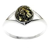  SilverAmber Jewellery - Bague classique en argent sterling 925 et ambre de la Baltique - M731, L, Pierre précieuse