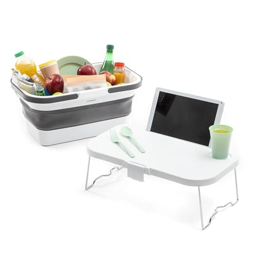 InnovaGoods Asas, Plegable con Tapa-Mesa Cesta Picnic Capacidad 16 L, Accesorios Camping, 47x29x25cm