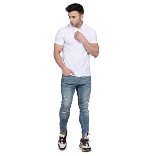 Image of INKKR Men's Combo Polo Neck Cotton Blend Solid T-Shirt (Pack of 2)