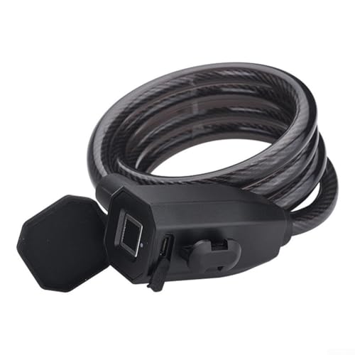 CNANRNANC Cable de bloqueo de huellas dactilares de 120 cm para bicicleta, resistente a la intemperie, sin llave, biométrico, cable de seguridad para bicicletas, scooters, motocicletas, bloqueo de