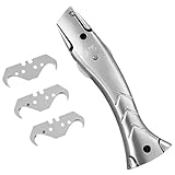 YFaith Cutter Professionale con 3 Lame ad Uncino, Alluminio Coltello da Taglio per Tappeti con Vano Portaoggetti, Manico a Pesce Taglierina di Sicurezza, per Tagliare Tappeti e Tubi in Plastica