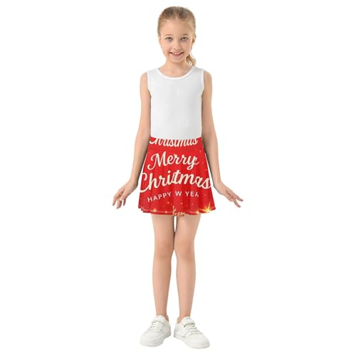 Toddler Tennis Skirts Merry Christmas Red Gold Girls' Shorts Athletic Skorts Cool Pink Teen Cheer 4t3