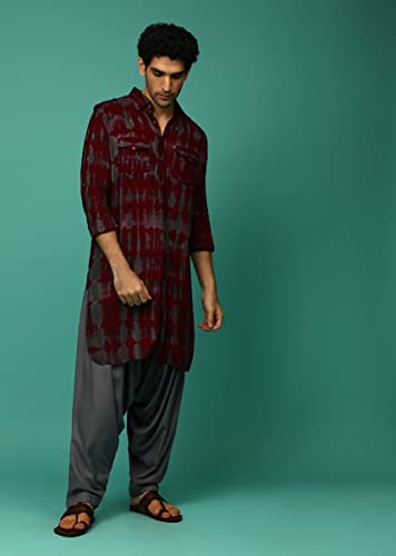 Elina fashion Men's Indian Printed Rayon Pathani Kurta Salwar Stitched Readymade Set4