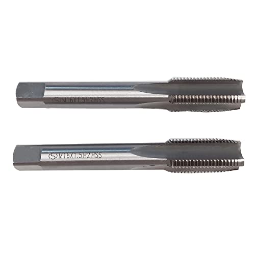 HUAZHICHUN M16×1.5 Metric Hand Tap,Thread Tap Pitch Straight Flutes HSS Right Hand Tap (2pcs)