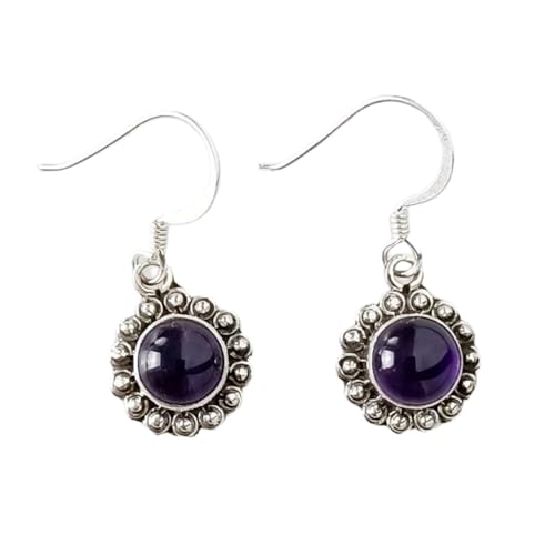 Boucles d'oreilles améthyste naturelle 12mm en argent 925 style minimaliste LK_RDG_00144