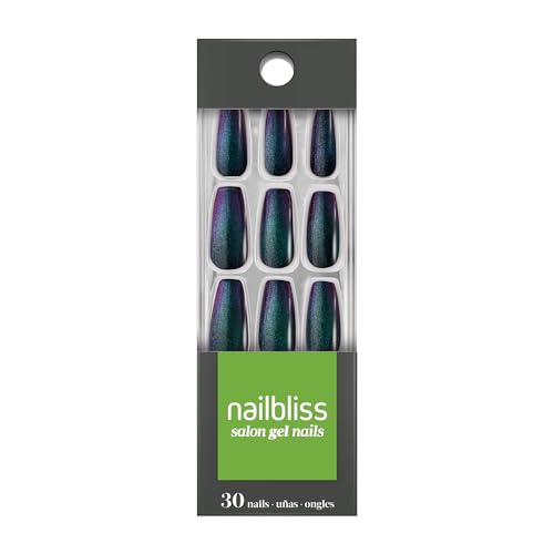 Dashing Diva Nailbliss Gel Nails - Madhouse Mystery | Salon Quality, Extra Long Halloween Nails | Easy to Apply, Chip Resistant Glue On Nails | Contains 30 XL Coffin Shaped Gel Nails