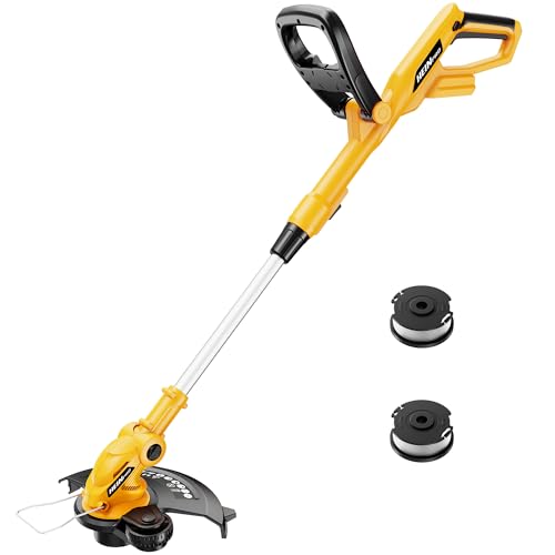 HEINPRO Cordless String Trimmer Compatible with Dewalt 20V MAX Battery, 12-Inch Weed Wacker Cordless Auto Line Feed,Electric Weed Eater Battery Powered Grass Trimmer w/2 Line Spools(Tool Only)
