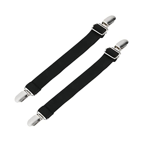 Surakey 2pcs Adjustable Boot Clips for Motorcycle Riding, Black Boot Straps Elastic Band Pants Leg Fixer Holder Clip Portable Pants Clip for Men & Women, 9.8 inch x 0.9 inch